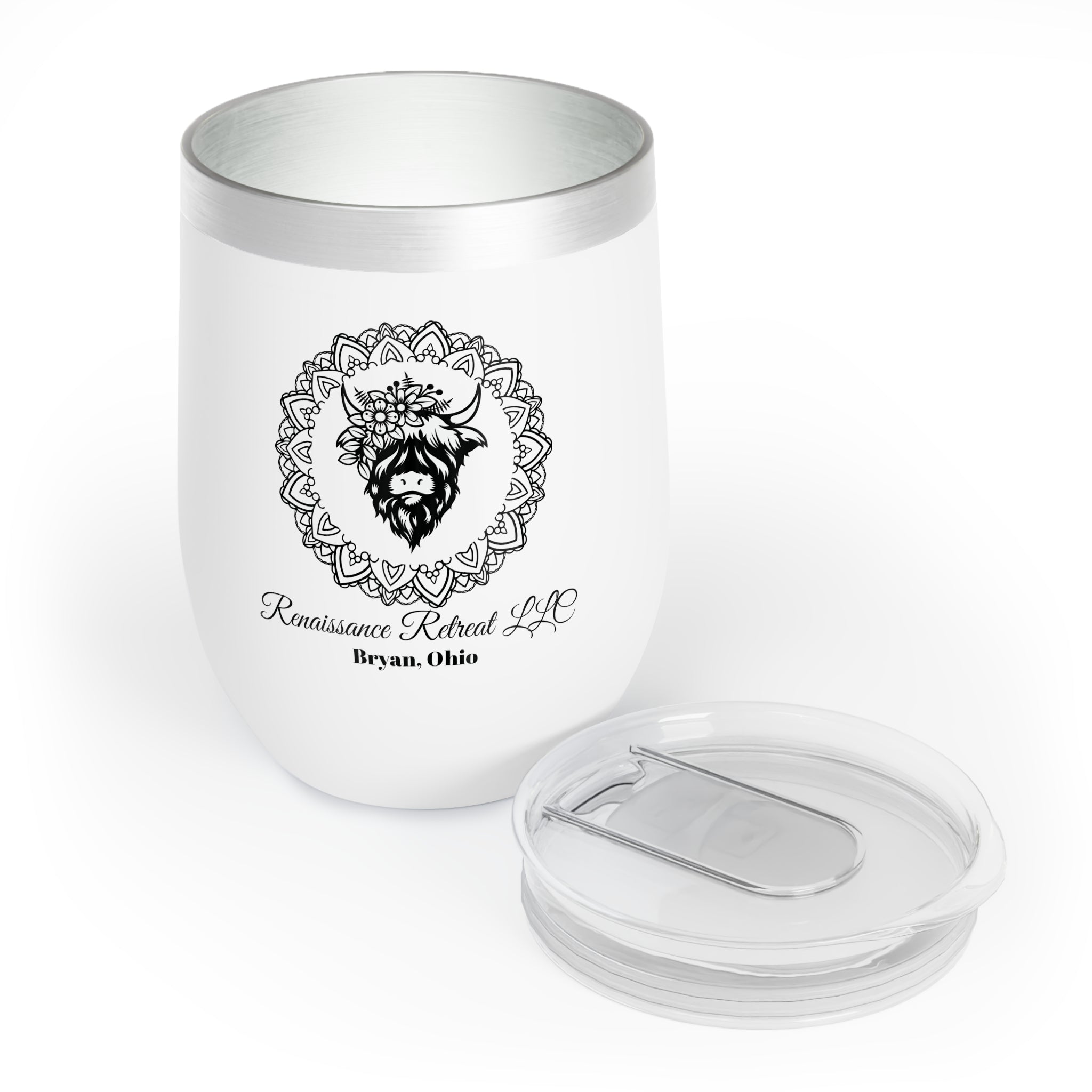 Chic Tumbler with Mandala Highland Cow Design