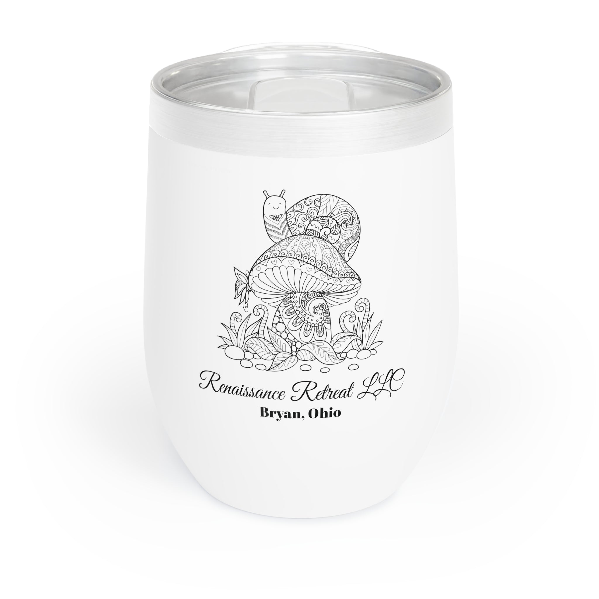 Chic Tumbler with Mandala Happy Mushroom Snail Design