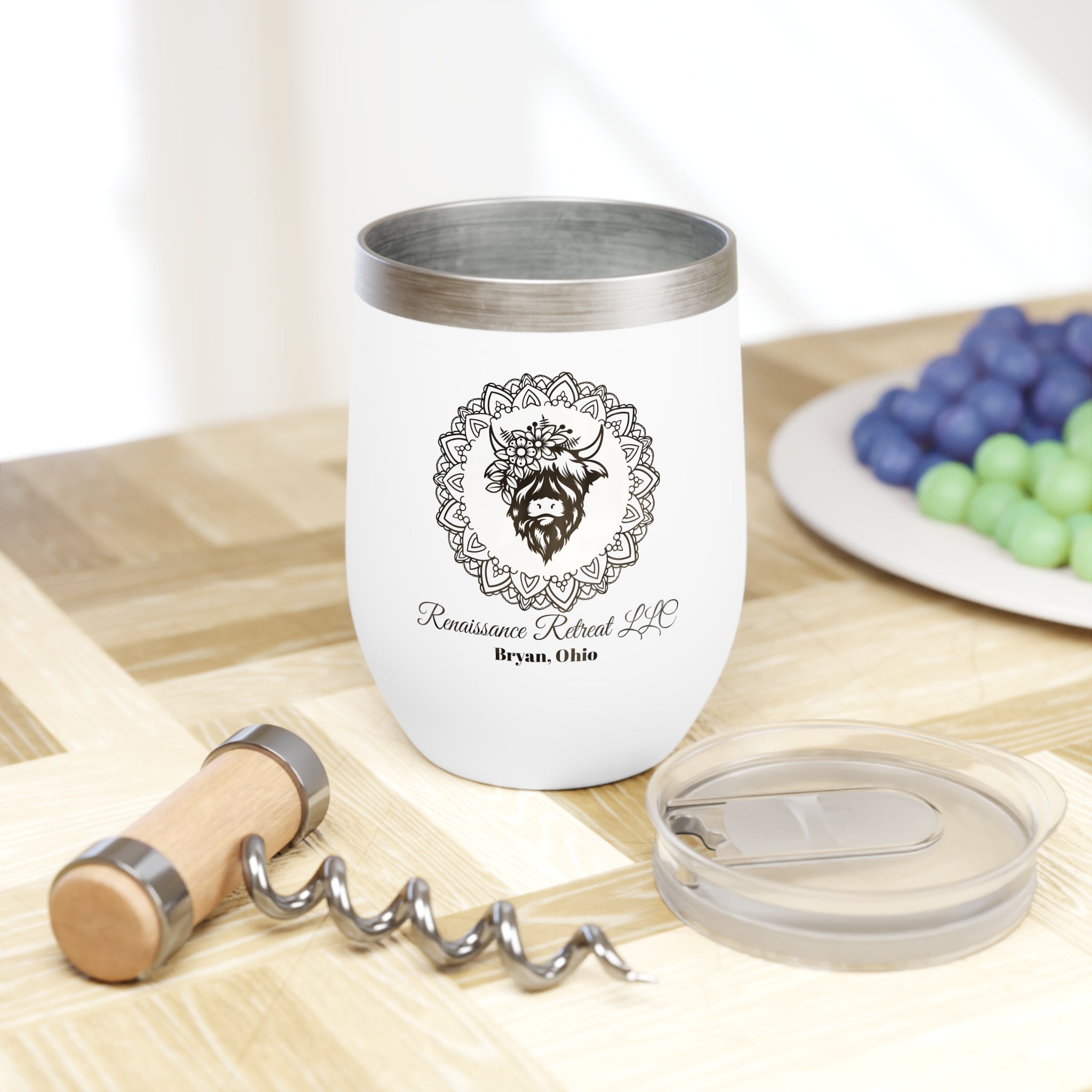 Chic Tumbler with Mandala Highland Cow Design