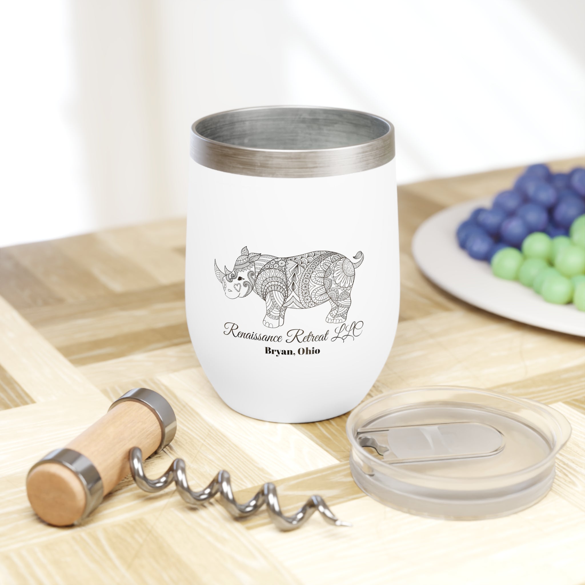Chic Tumbler with Mandala Rhino Design