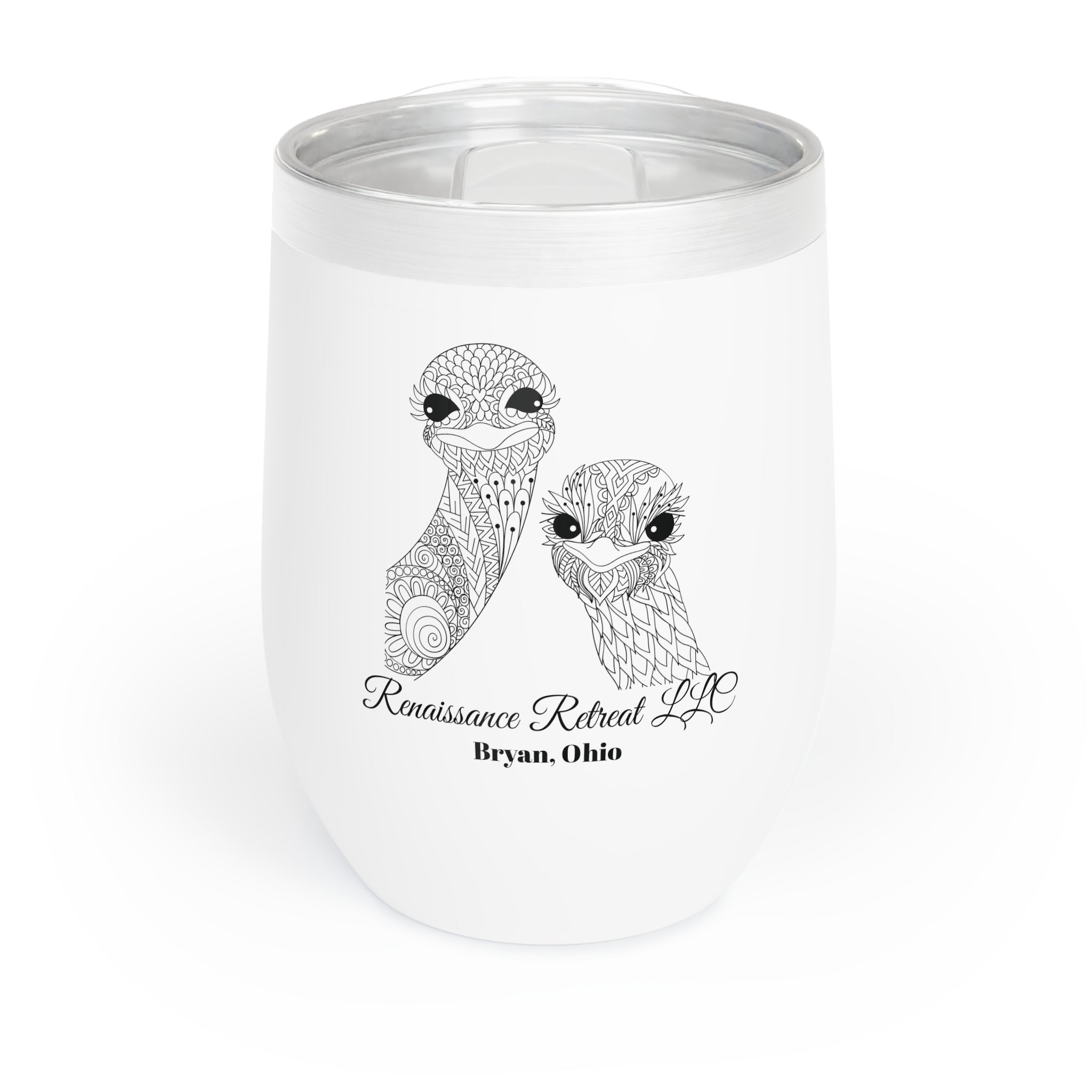 Chic Tumbler with Mandala Ostrich Design