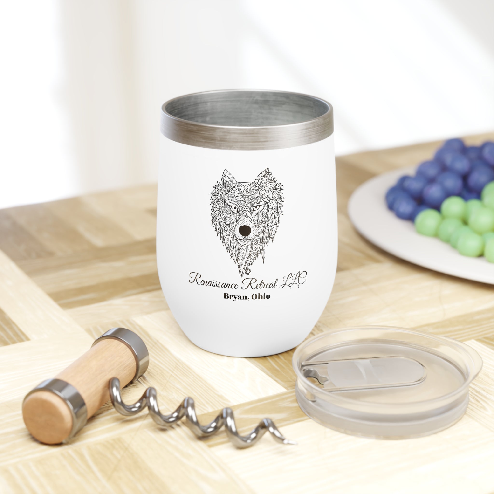 Chic Tumbler with Mandala Wolf Design