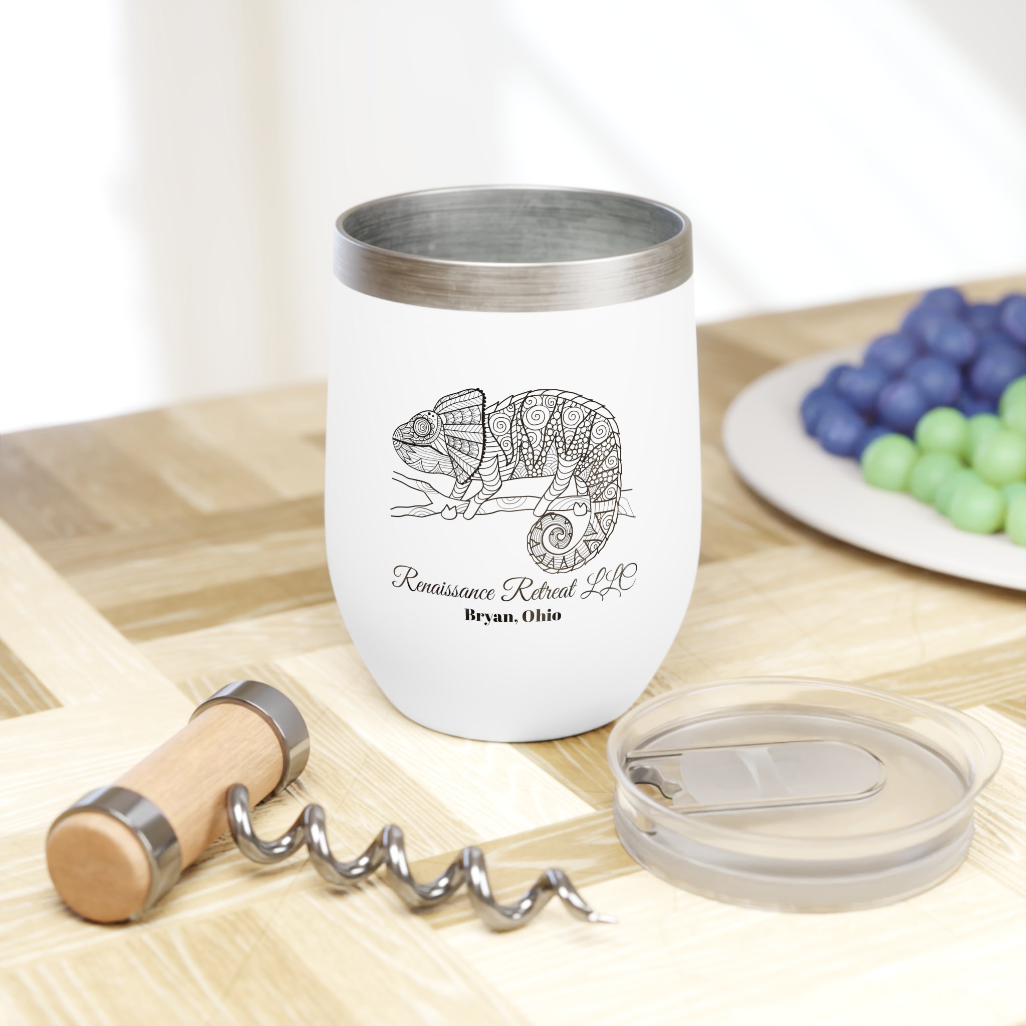 Chic Tumbler with Mandala Chameleon Design