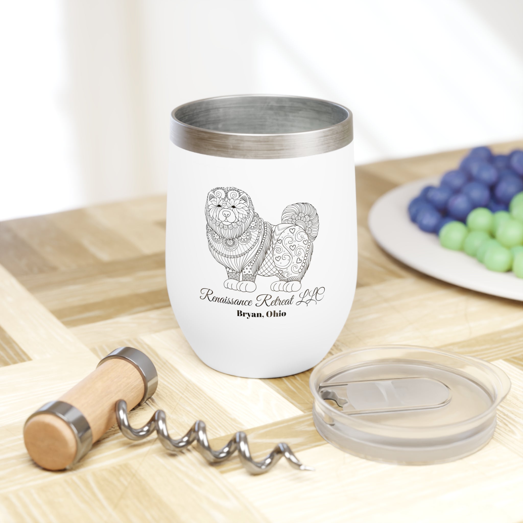Chic Tumbler with Mandala Fluffy Dog Design