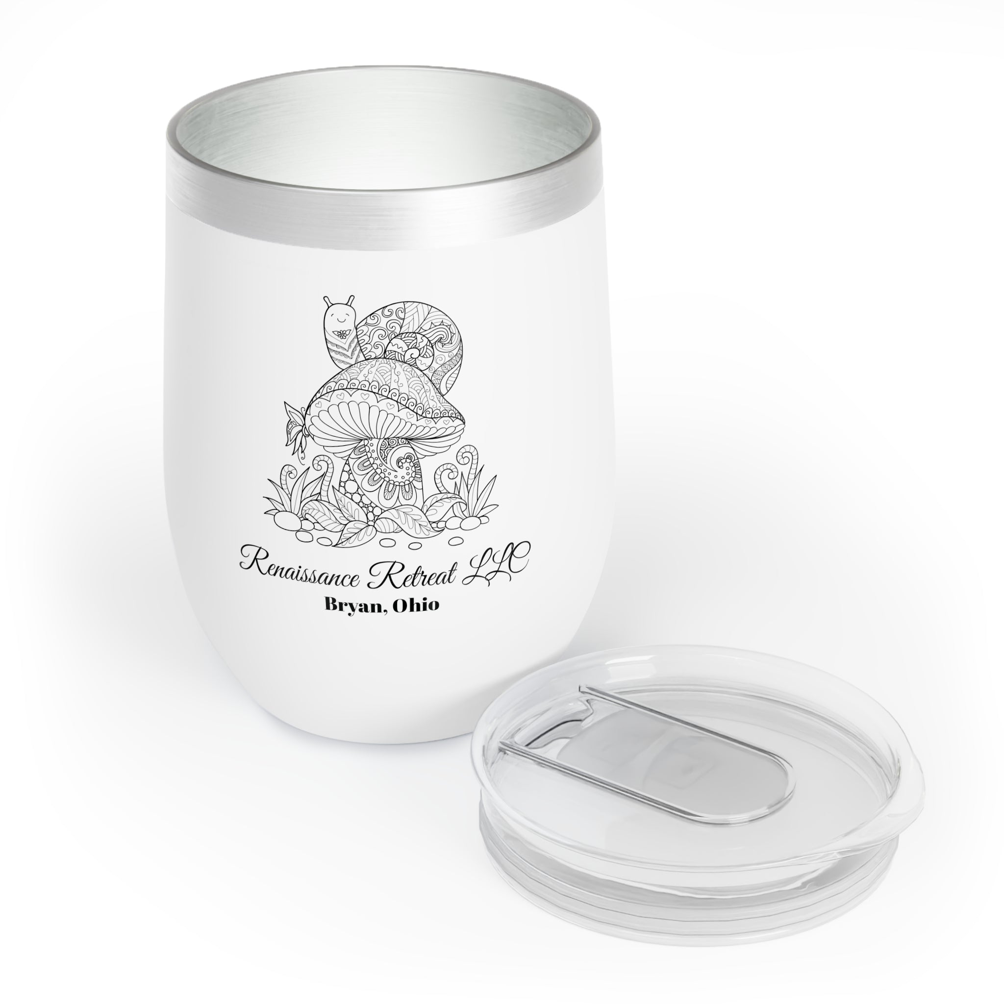 Chic Tumbler with Mandala Happy Mushroom Snail Design