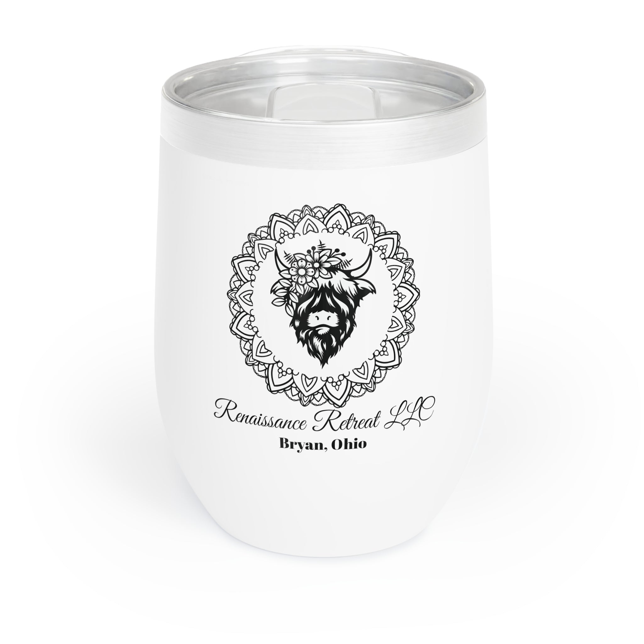 Chic Tumbler with Mandala Highland Cow Design
