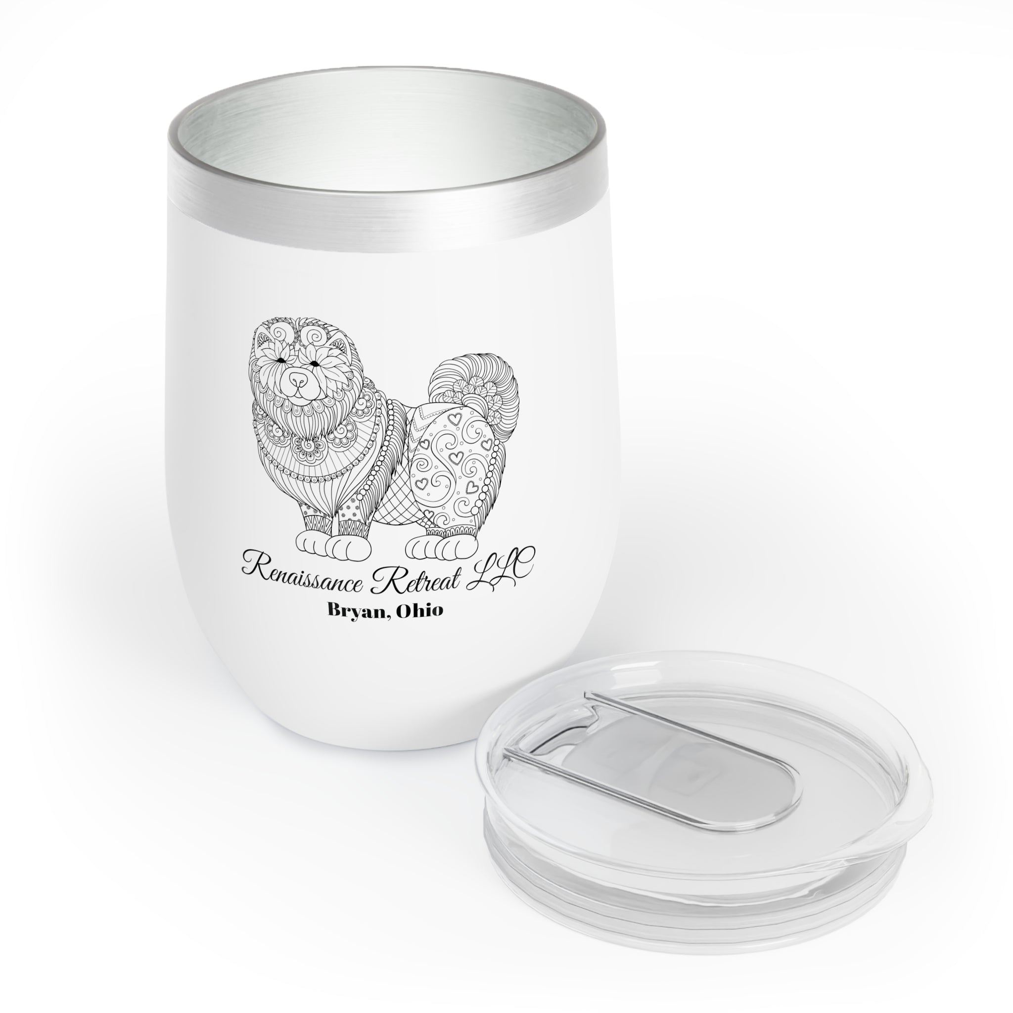 Chic Tumbler with Mandala Fluffy Dog Design